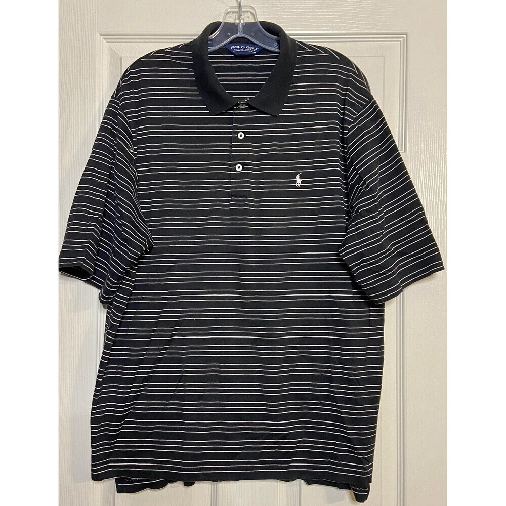 Polo Golf Ralph Lauren Polo Shirt Men's XL Black Striped Short Sleeve Pullover